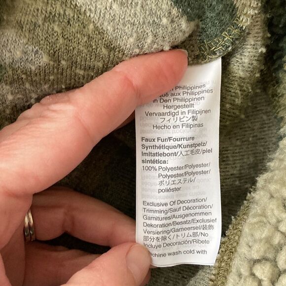 Jcrew Vintage Camo Sherpa Snap Pullover Button Fleece Jacket xs - Picture 11 of 13